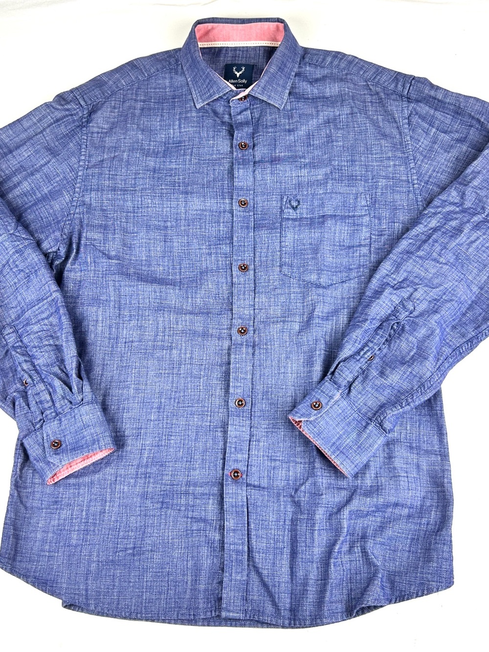 Allen Solly Shirt Mens Size 42 Chambray Shirt Long Sleeve Button Up